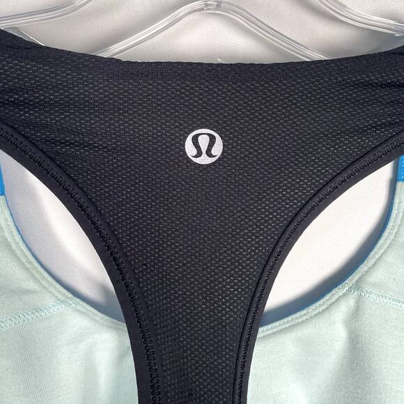 Lululemon Cardio Kick Tank Beach Blanket Blue Black Colorblock Size 2 - Picture 4 of 6